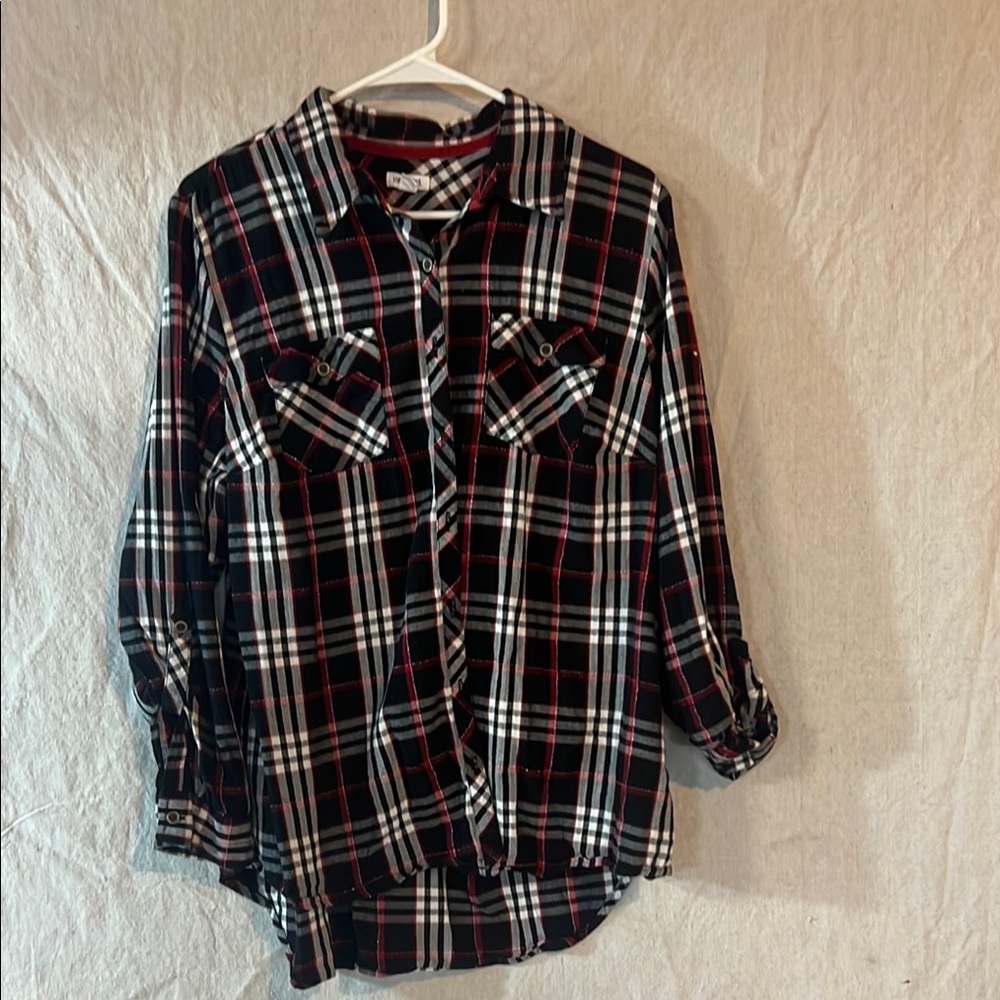 Westport Black and Red Plaid Button Down Shirt 1x